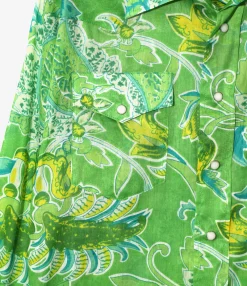 Western Shirt - Green - Printed Cotton Lawn / Floral