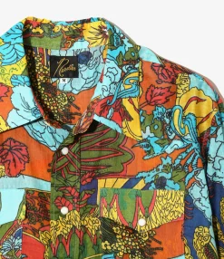 Western Shirt - Lt. Blue - Printed Cotton Lawn / Floral