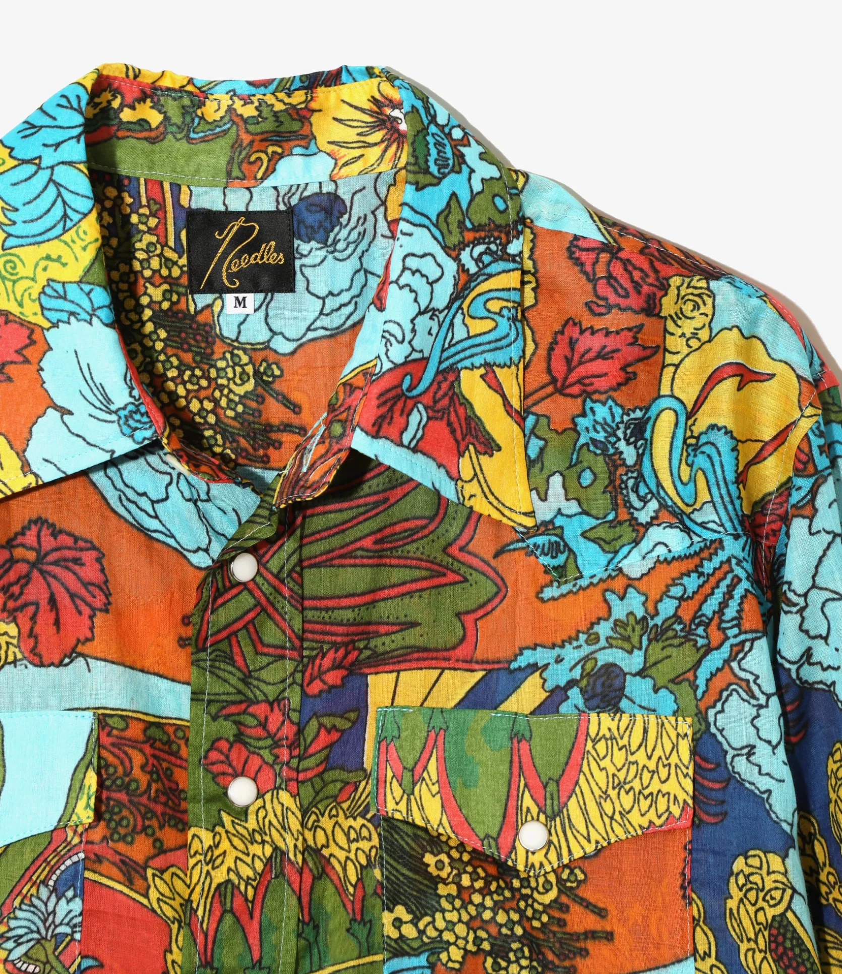 Western Shirt - Lt. Blue - Printed Cotton Lawn / Floral