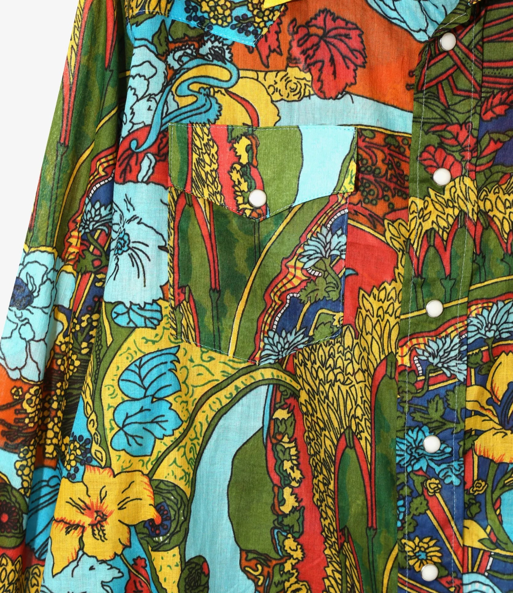 Western Shirt - Lt. Blue - Printed Cotton Lawn / Floral
