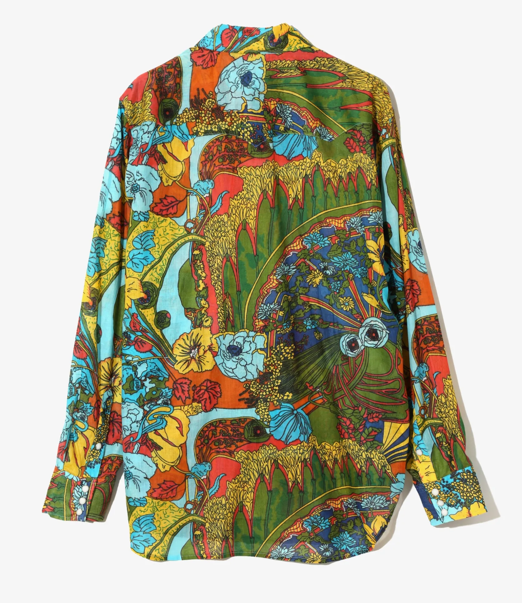 Western Shirt - Lt. Blue - Printed Cotton Lawn / Floral