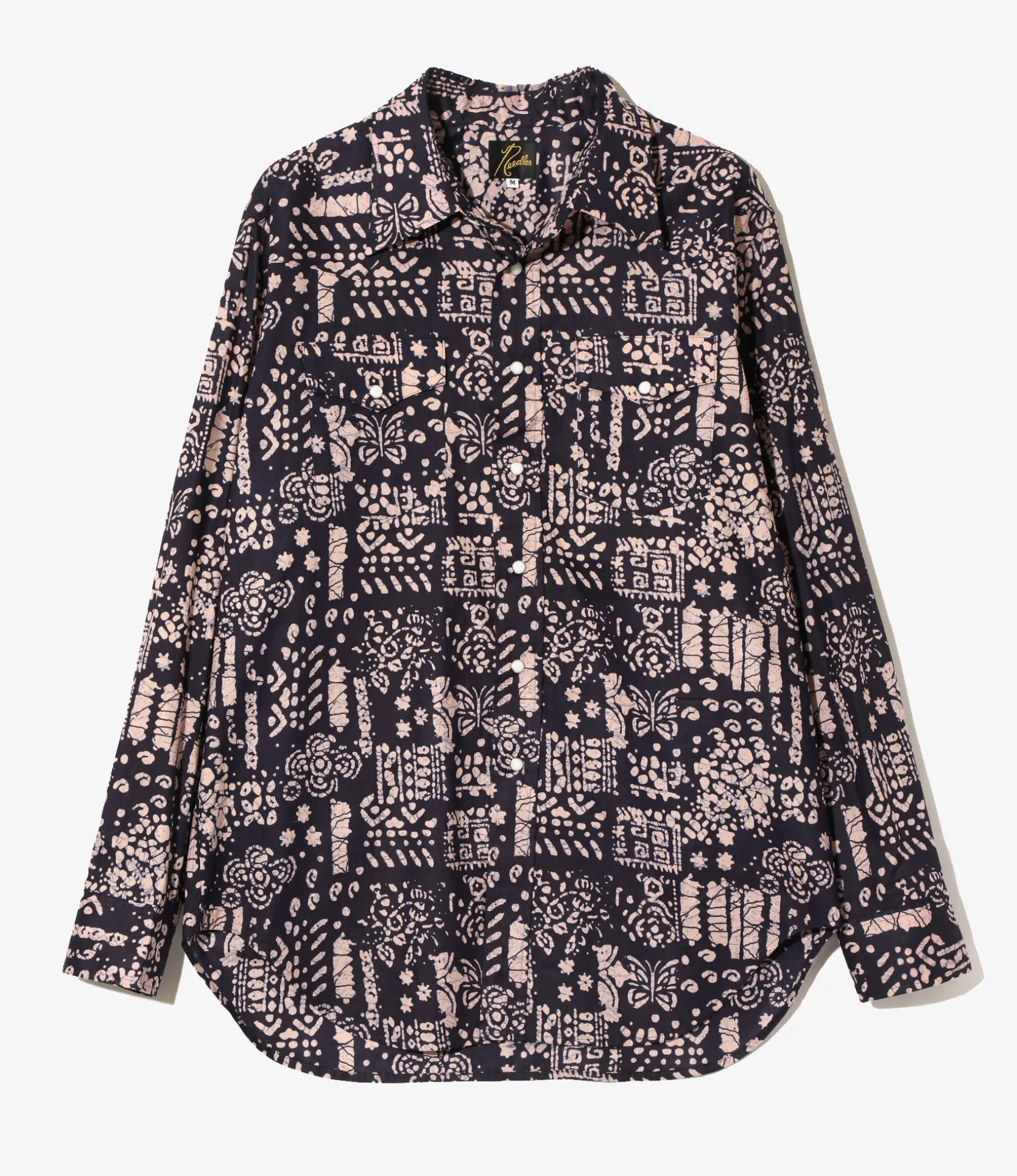 Western Shirt - Navy - Printed Cotton Lawn / Batik