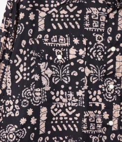 Western Shirt - Navy - Printed Cotton Lawn / Batik