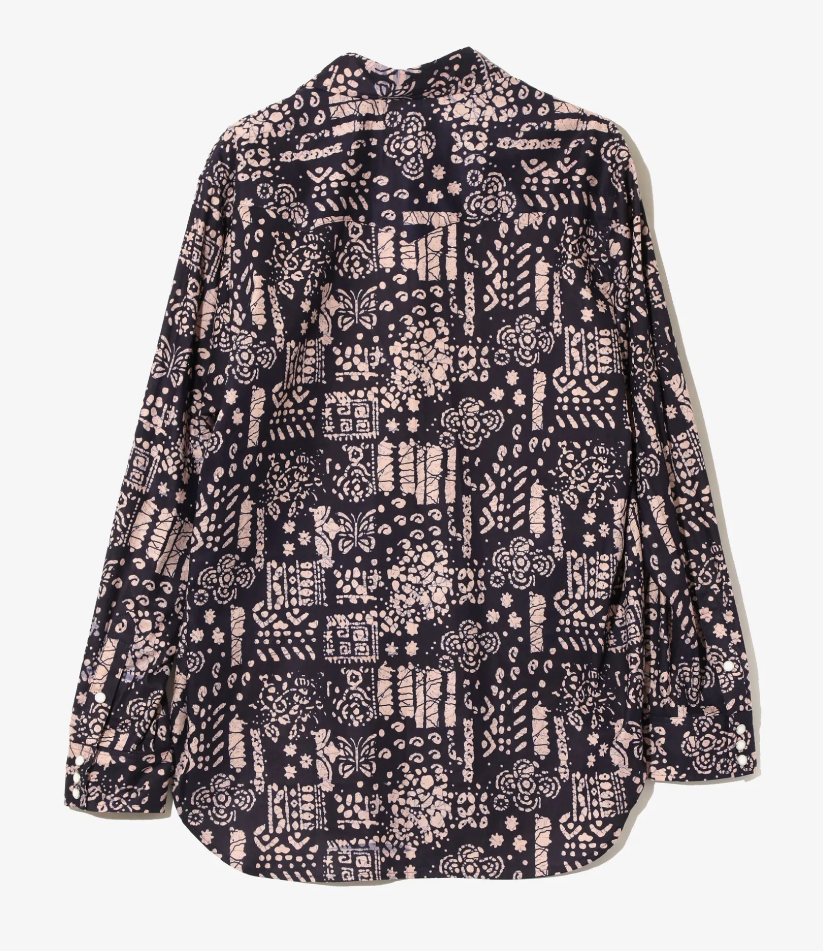 Western Shirt - Navy - Printed Cotton Lawn / Batik