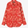 Western Shirt - Red - Printed Cotton Lawn / Batik