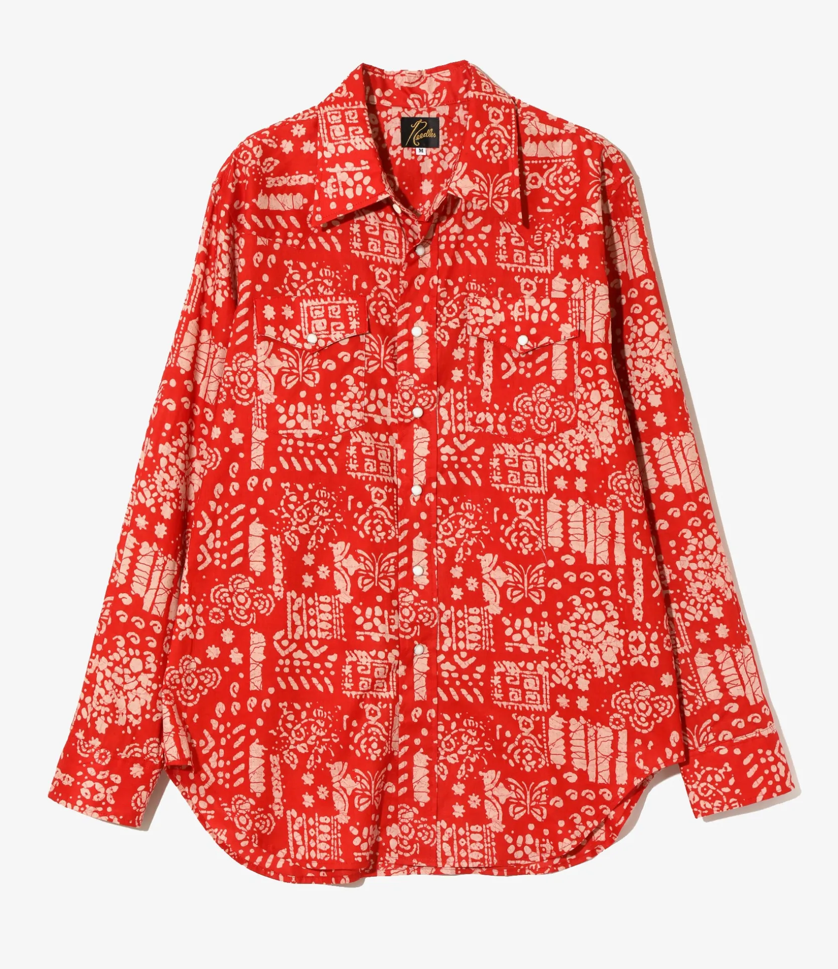 Western Shirt - Red - Printed Cotton Lawn / Batik