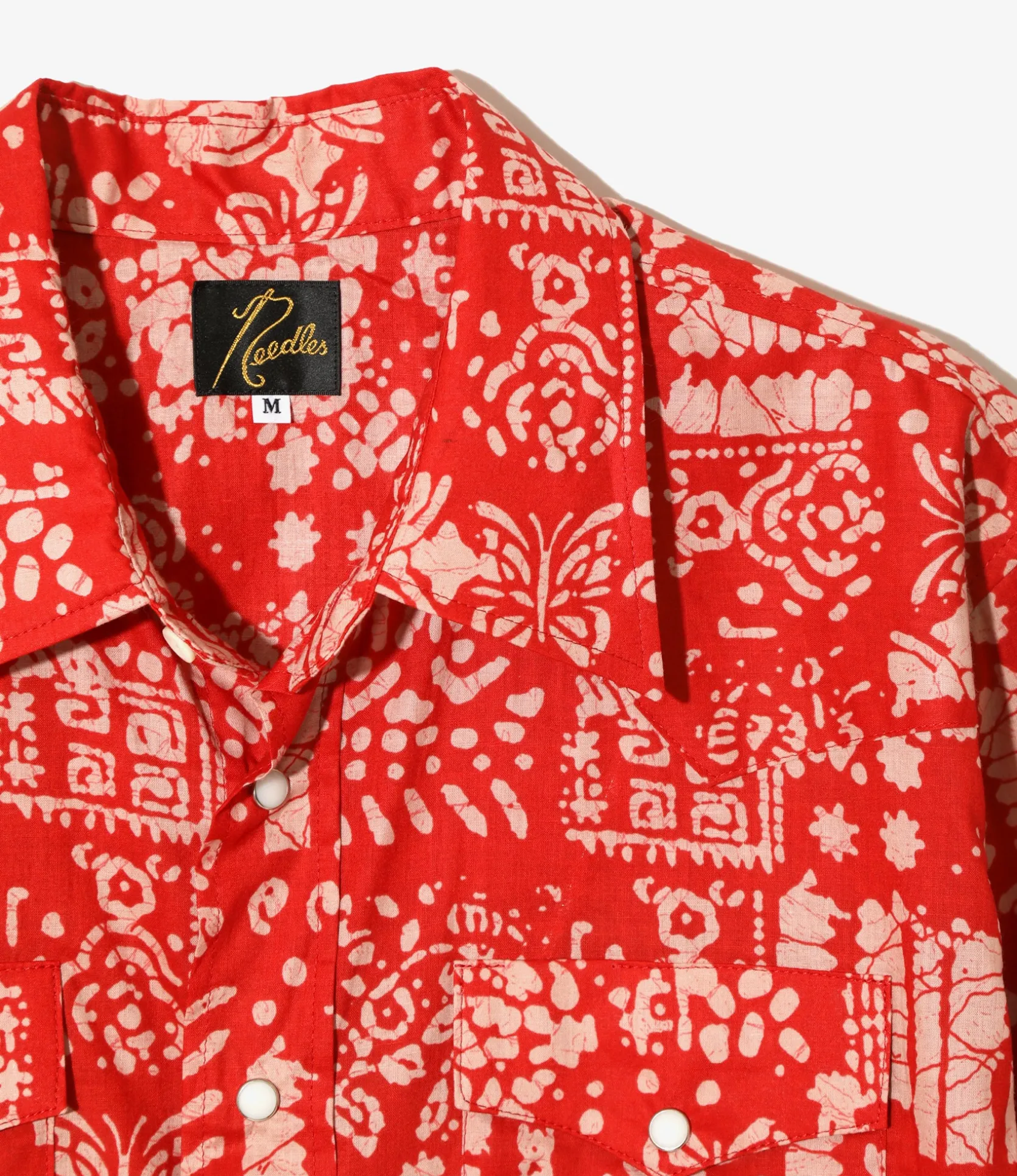 Western Shirt - Red - Printed Cotton Lawn / Batik