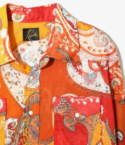 Western Shirt - Red - Printed Cotton Lawn / Floral