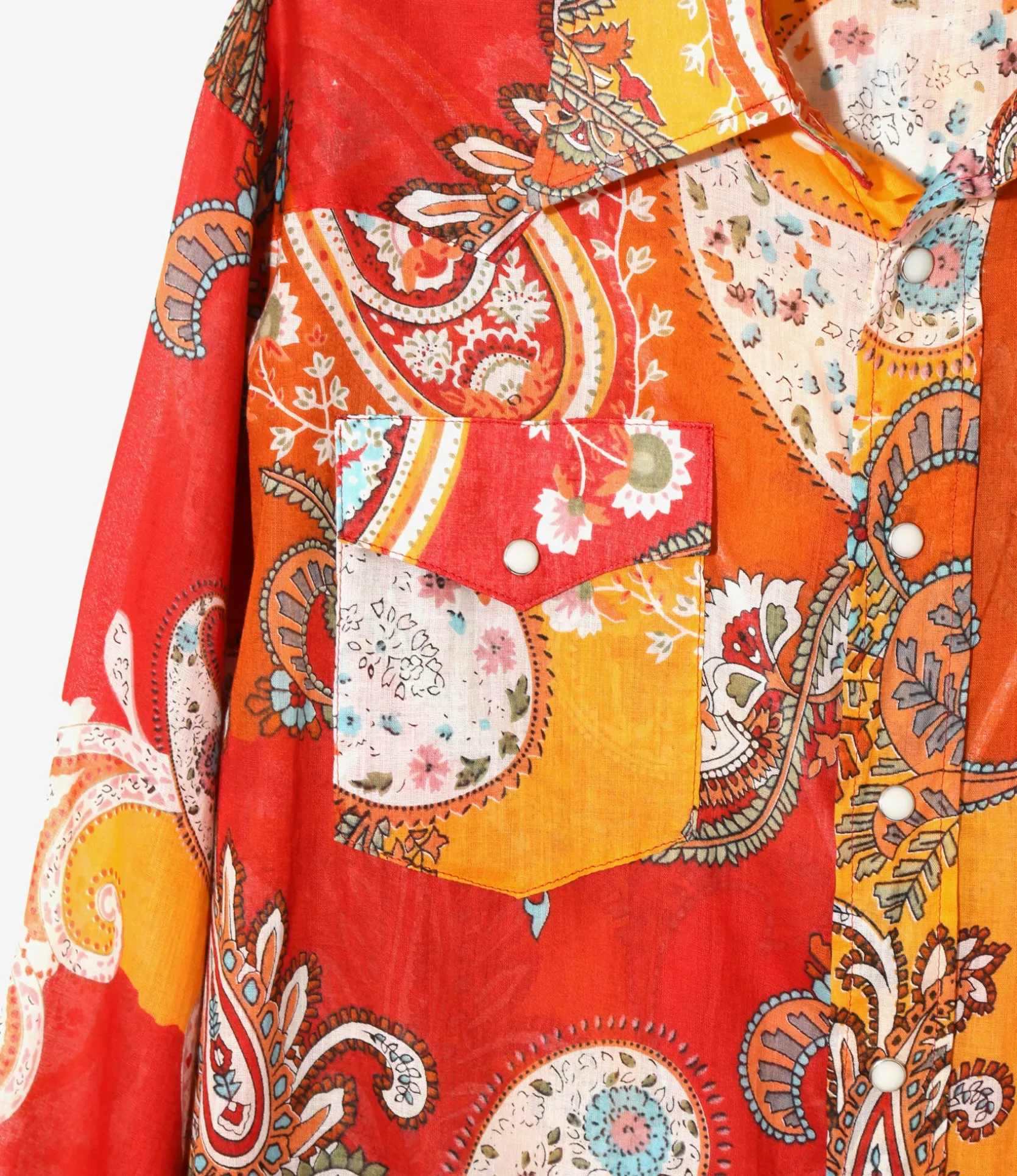 Western Shirt - Red - Printed Cotton Lawn / Floral
