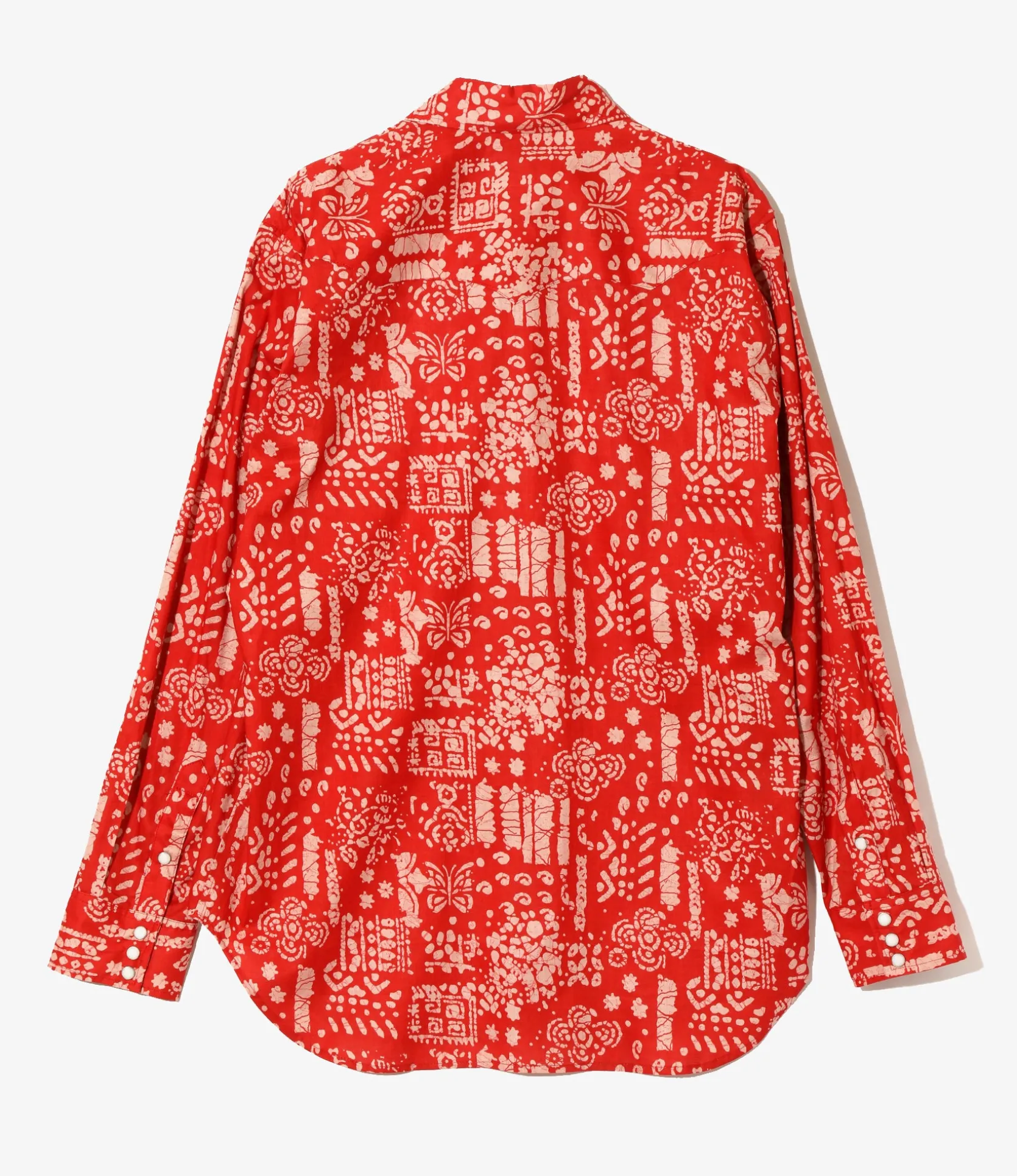 Western Shirt - Red - Printed Cotton Lawn / Batik