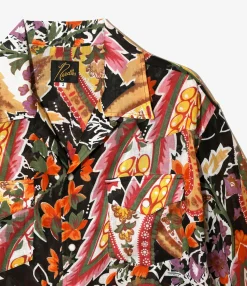 Western Shirt Dress - Black - Printed Cotton Lawn / Floral