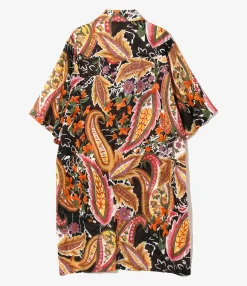 Western Shirt Dress - Black - Printed Cotton Lawn / Floral
