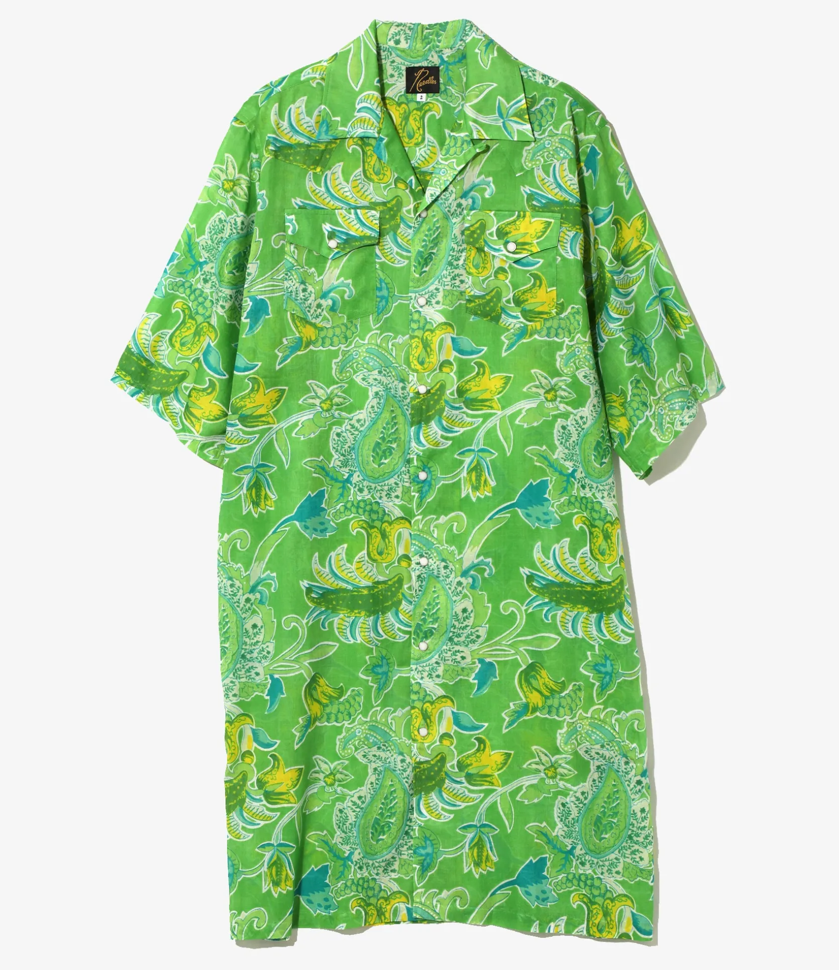 Western Shirt Dress - Green - Printed Cotton Lawn / Floral