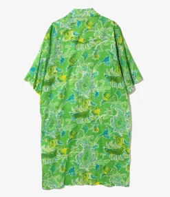 Western Shirt Dress - Green - Printed Cotton Lawn / Floral