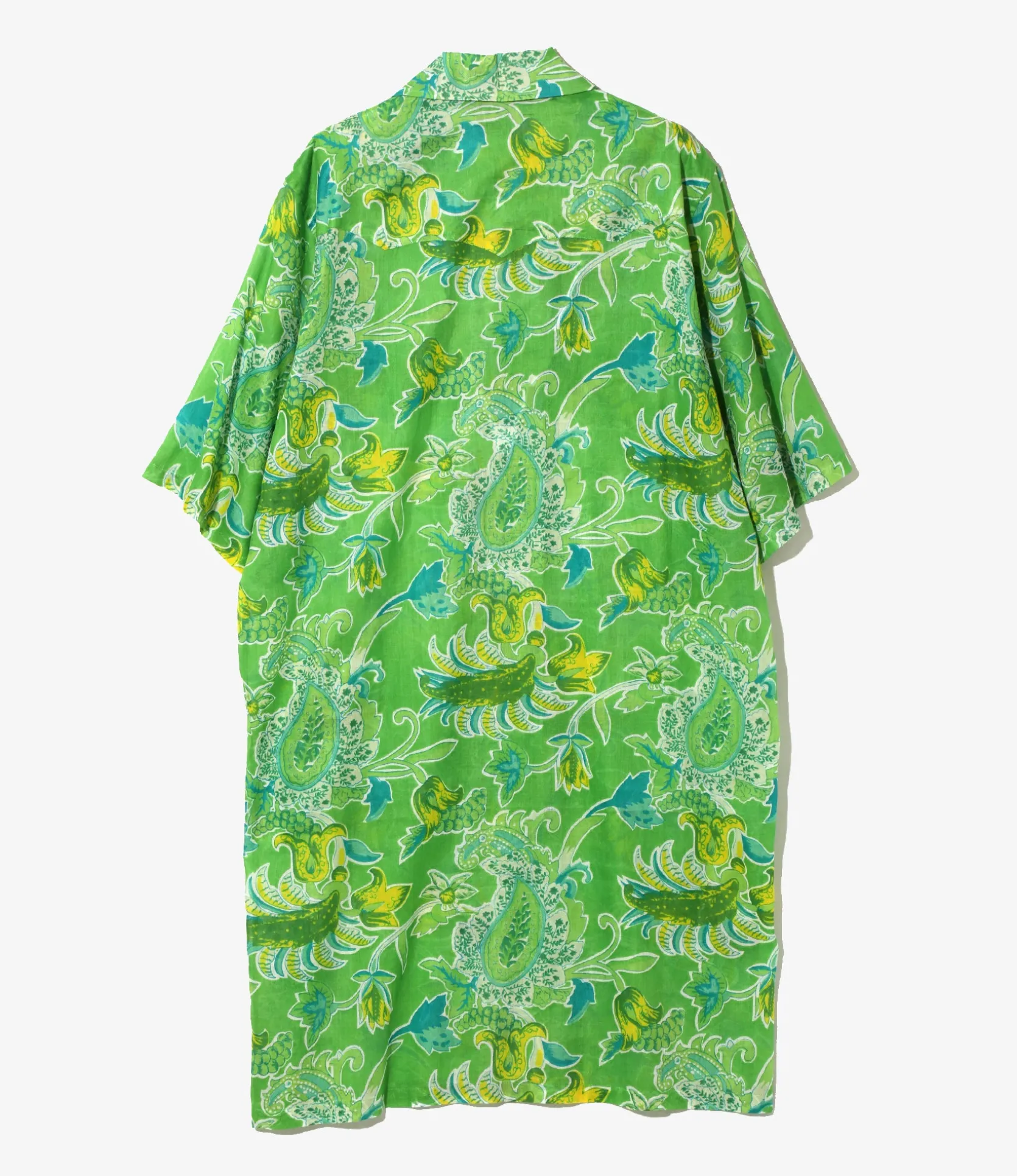 Western Shirt Dress - Green - Printed Cotton Lawn / Floral