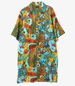 Western Shirt Dress - Lt. Blue - Printed Cotton Lawn / Floral