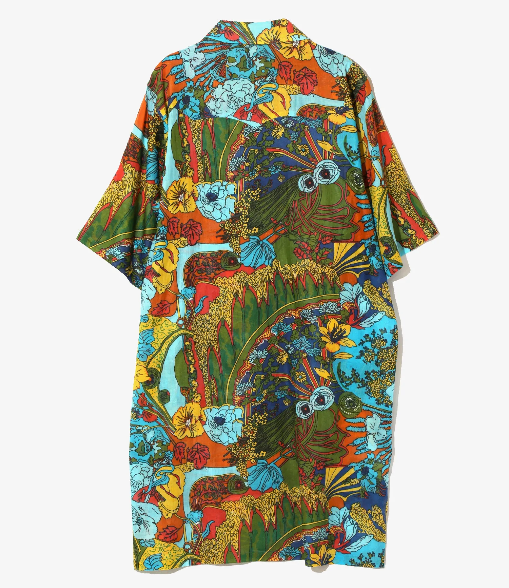 Western Shirt Dress - Lt. Blue - Printed Cotton Lawn / Floral
