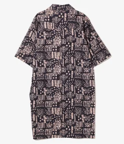 Western Shirt Dress - Navy - Printed Cotton Lawn / Batik