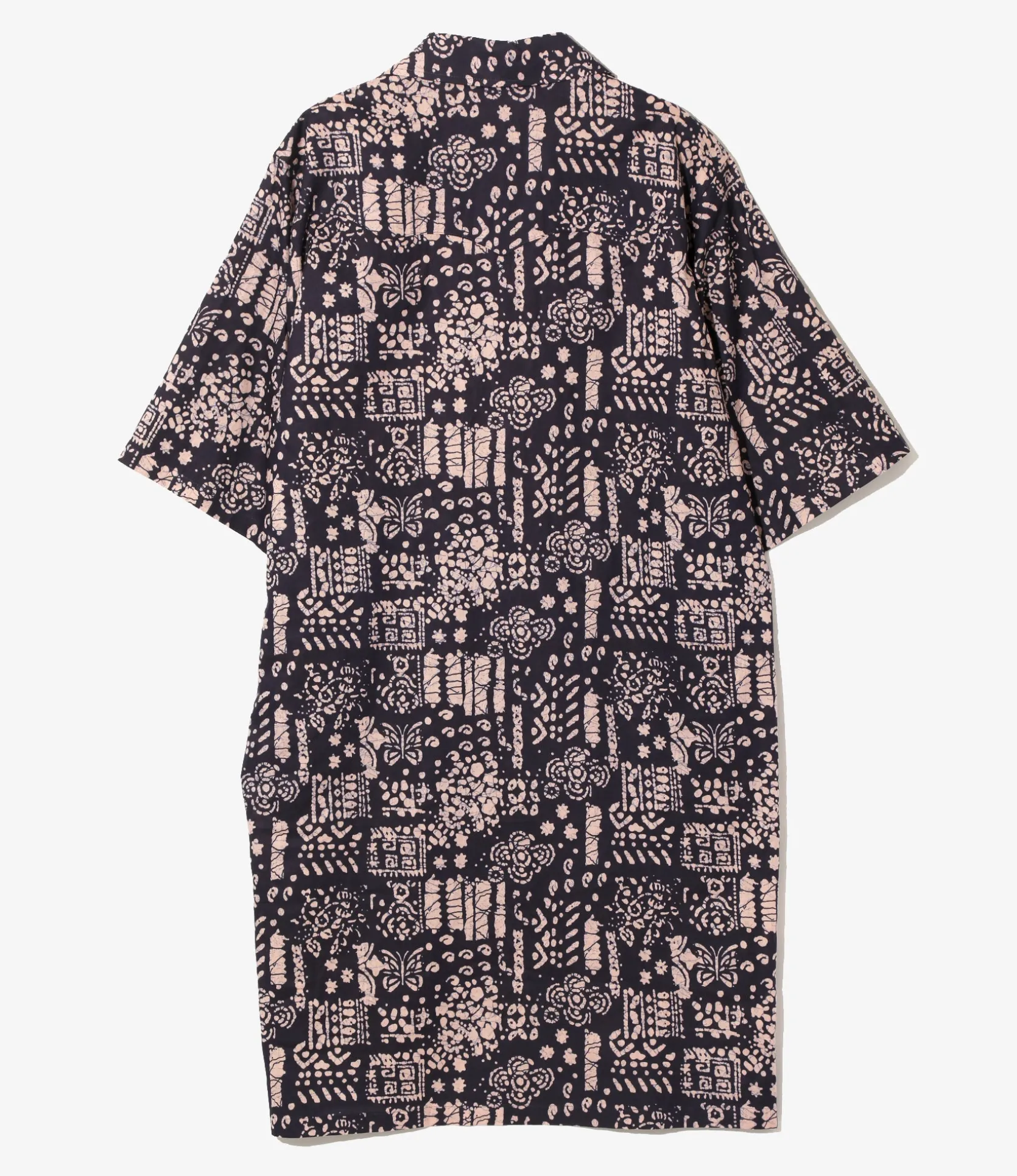 Western Shirt Dress - Navy - Printed Cotton Lawn / Batik