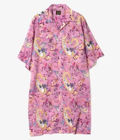 Western Shirt Dress - Pink - Printed Cotton Lawn / Floral