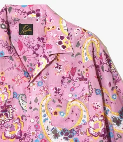 Western Shirt Dress - Pink - Printed Cotton Lawn / Floral