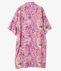 Western Shirt Dress - Pink - Printed Cotton Lawn / Floral
