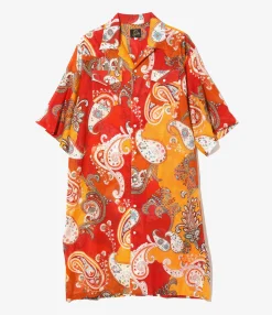Western Shirt Dress - Red - Printed Cotton Lawn / Floral