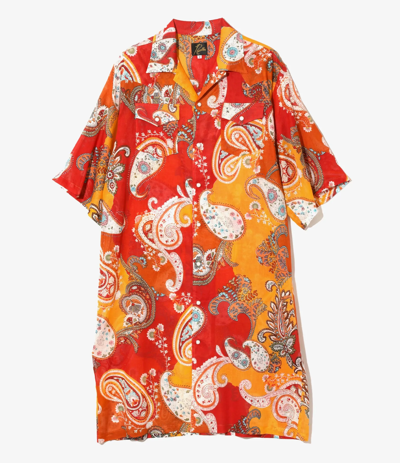Western Shirt Dress - Red - Printed Cotton Lawn / Floral
