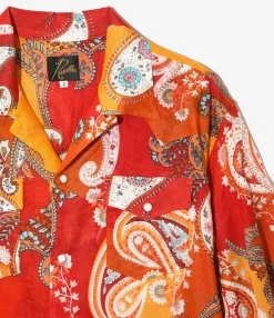 Western Shirt Dress - Red - Printed Cotton Lawn / Floral