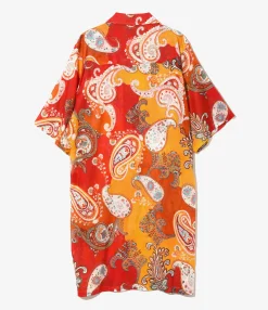 Western Shirt Dress - Red - Printed Cotton Lawn / Floral