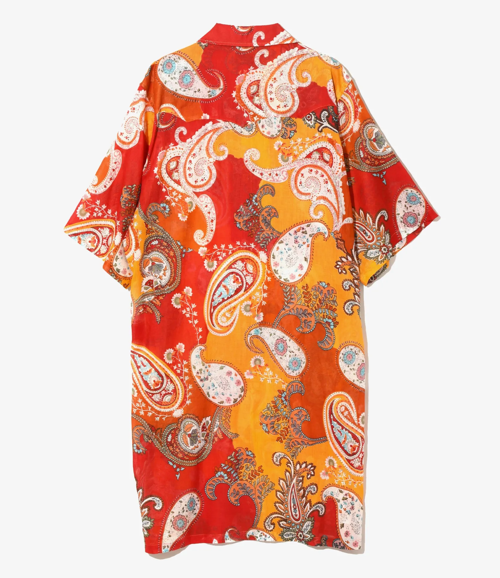 Western Shirt Dress - Red - Printed Cotton Lawn / Floral