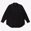 Wing Collar Shirt - Black 100's 2Ply Cotton Broadcloth