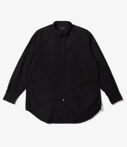 Wing Collar Shirt - Black 100's 2Ply Cotton Broadcloth