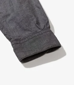Wing Collar Shirt - Grey Cotton Chambray