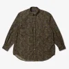 Wing Collar Shirt - Olive/Black Cotton Paisley Print