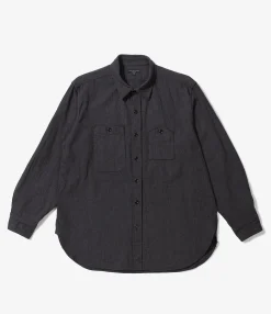 Work Shirt - Dk.Grey Cotton Herringbone Flannel