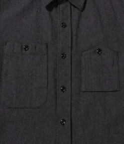 Work Shirt - Dk.Grey Cotton Herringbone Flannel