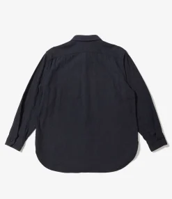 Work Shirt - Navy Cotton Herringbone Flannel
