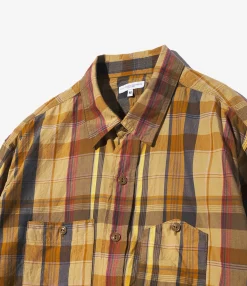 Work Shirt - Olive Cotton Madras Plaid