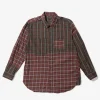 Work Shirt - Olive/Red Cotton Smoky Plaid