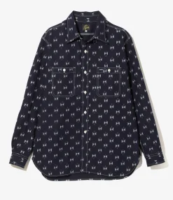 Work Shirt - Papillon - 6oz Printed Indigo Kasuri