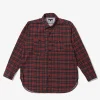 Work Shirt - Red Tartan Check Print Corduroy