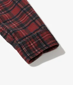 Work Shirt - Red Tartan Check Print Corduroy