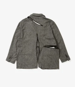 Zip Jacket - Grey Poly Wool Herringbone