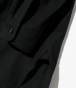 Zipped Pullover Long Shirt - Black - Cotton Flannel Twill