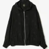 Zipped Work Hoody - Black - Shrunken Jacquard / Polka Dots