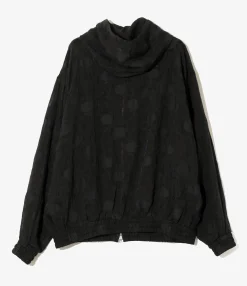 Zipped Work Hoody - Black - Shrunken Jacquard / Polka Dots