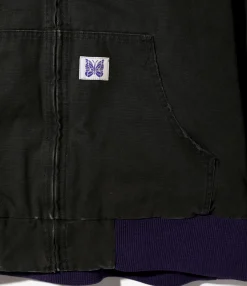 Zipped Work Hoody - Black - 11oz Cotton Oxford
