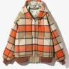 Zipped Work Hoody - Brick - Wool Brushed Plaid Twill