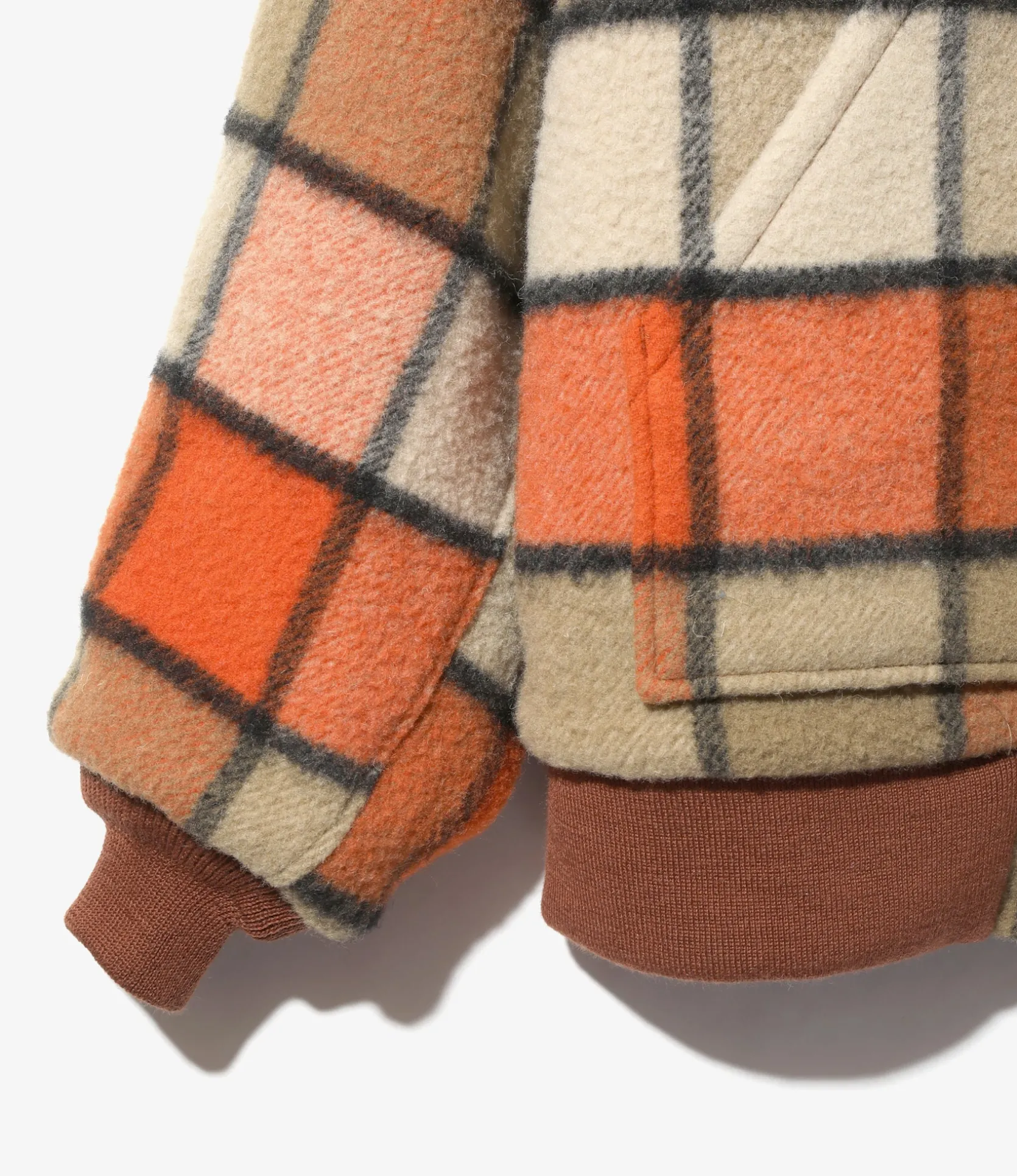 Zipped Work Hoody - Brick - Wool Brushed Plaid Twill